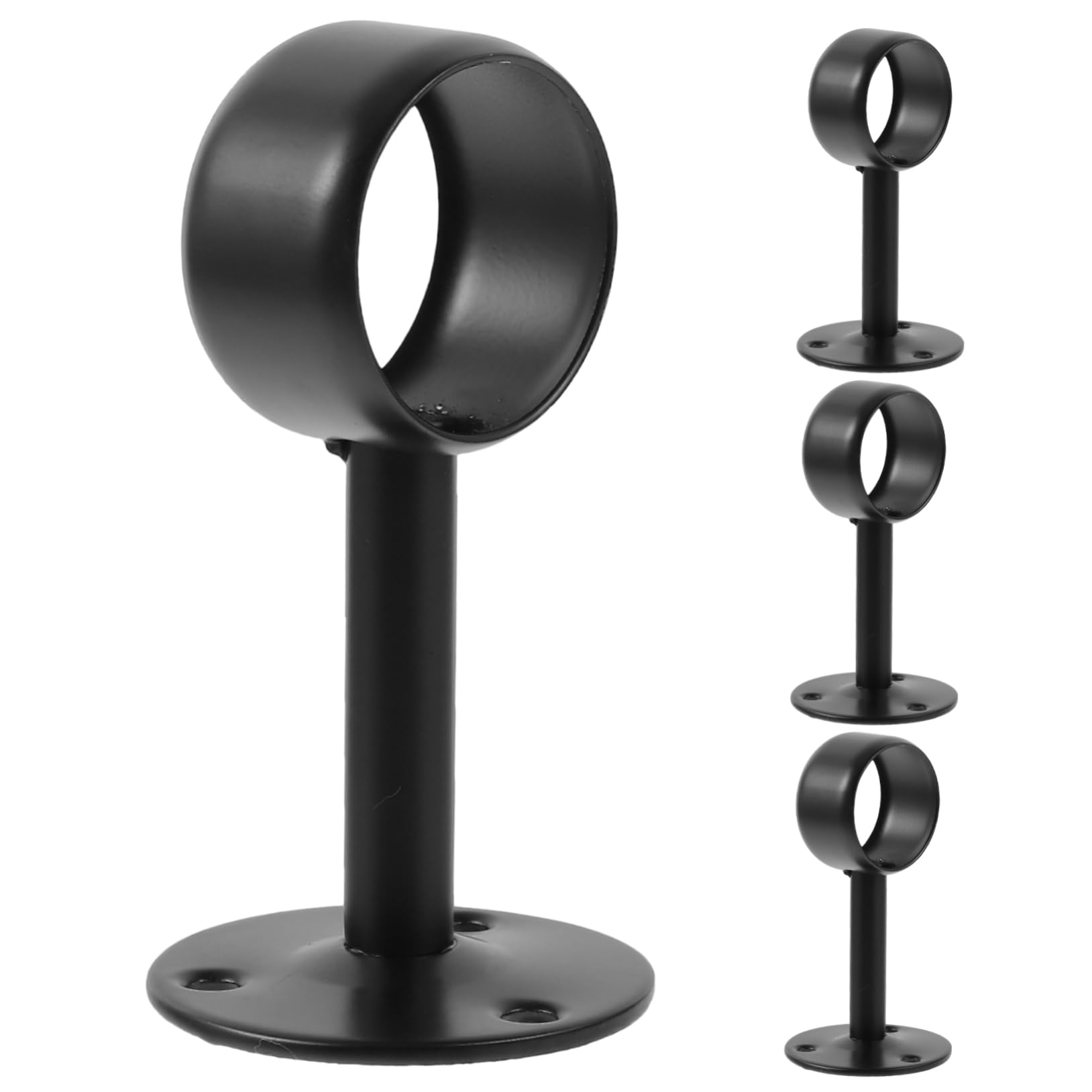 ULTECHNOVO 3 Ensembles Porte-Poteau De Placard Support Porte-Canne À Bride Cintres De Tringle À Rideau Accessoire De Salle De Bain Acier Inoxydable Black 4 Pièces * 3
