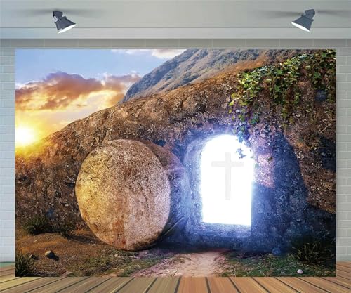 Zliisang 7x5ft He is Risen Backdrop Resurrection of Jesus Backdrop