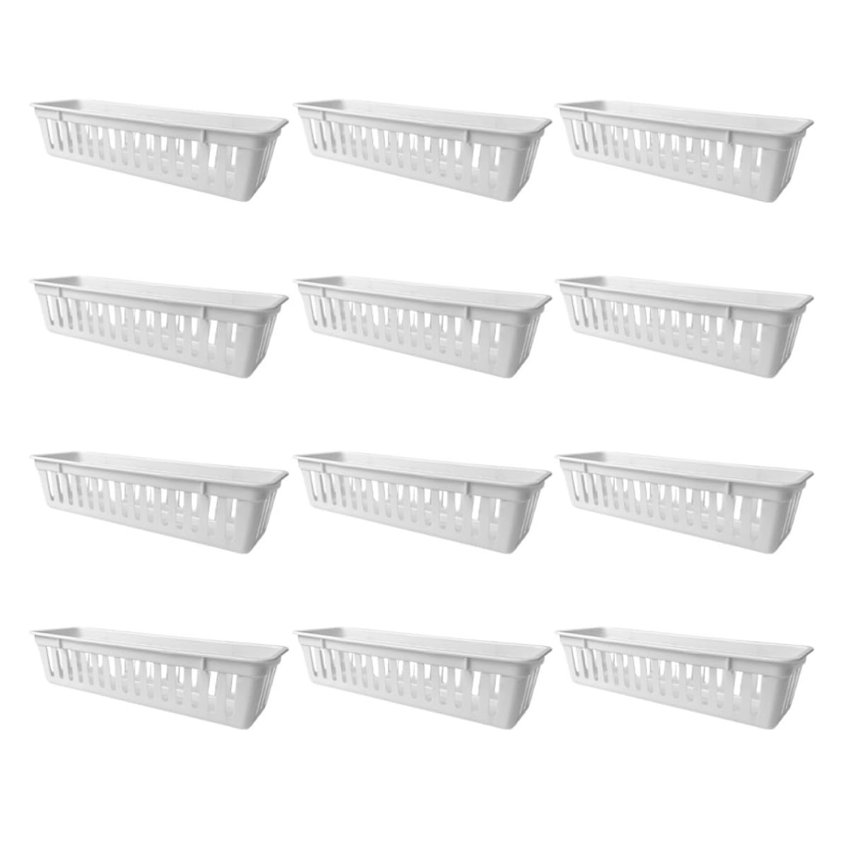 Alipis Organiseur de Crayons en Plastique Blanc, Design Rectangulaire Simple Ventilation, Lot de 12 Paniers Multifonctions pour Bureau et Salle de Classe