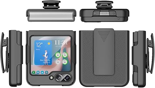 Funda para Samsung Galaxy Z Flip5, funda para teléfono Galaxy Z Flip 5, clip giratorio para cinturón, soporte de soporte, carcasa de cuerpo completo