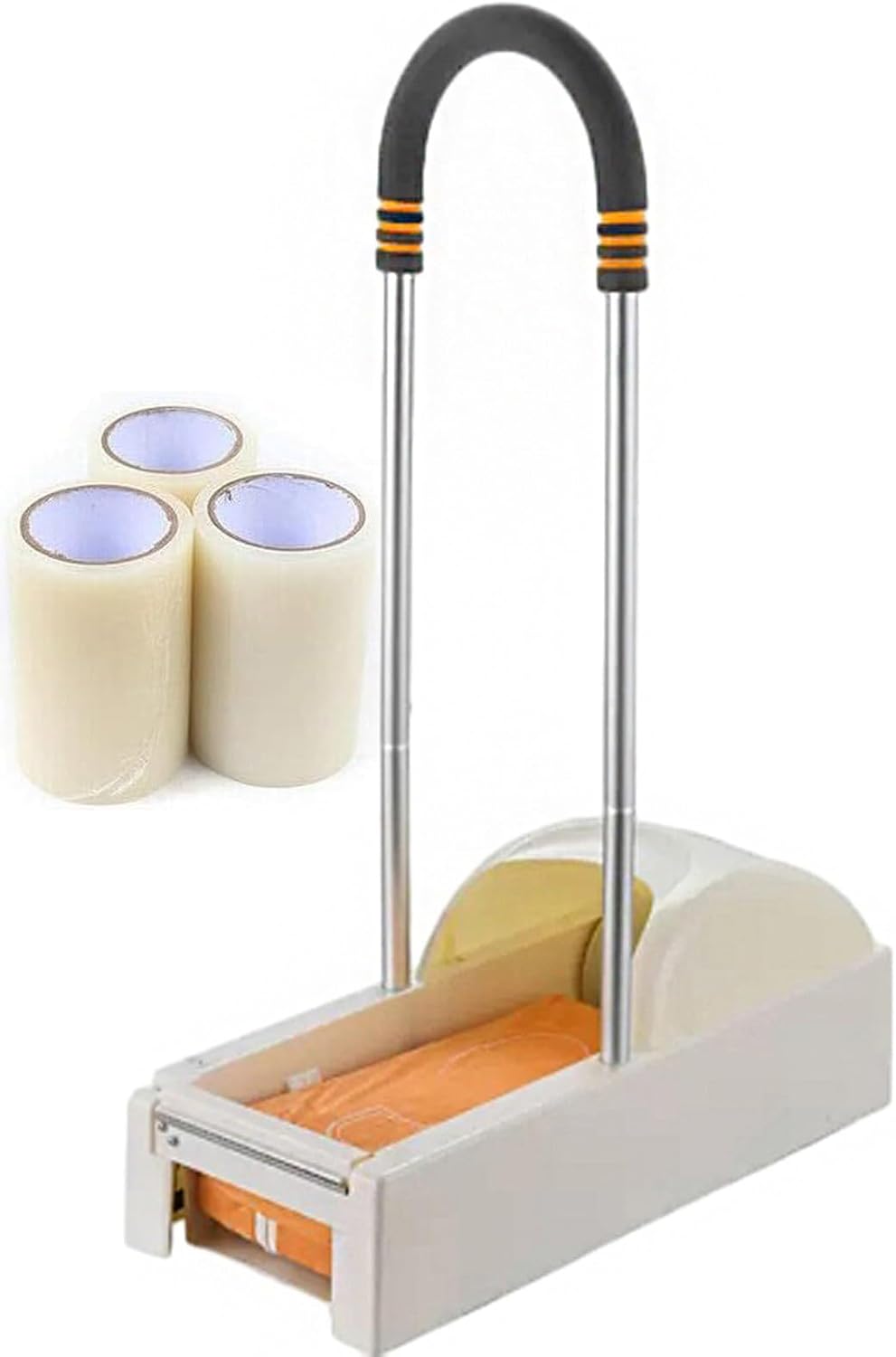 Shoe Cover Dispenser, Automatic Disposable Foot Pedal Shoes Film Machine with 3 Rolls Film Refill(About 1500 Times)