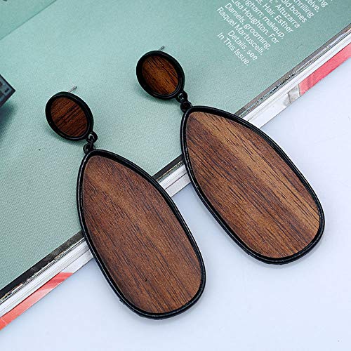 KaFu Statement Earrings Wooden Earrings for Women - Big Round Circle Geometric Wood Drop Dangle Hook Earrings Fashion Cute2