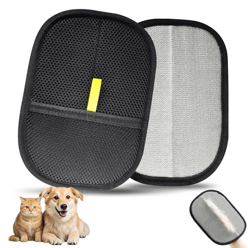 2 Stück Fellmagnet Handschuhe, Wiederverwendbar, Tierhaarentfernungshandschuh für Katzen & Hunde, Atmungsaktive Haustierhaarentferner an Sofa & Kleidung