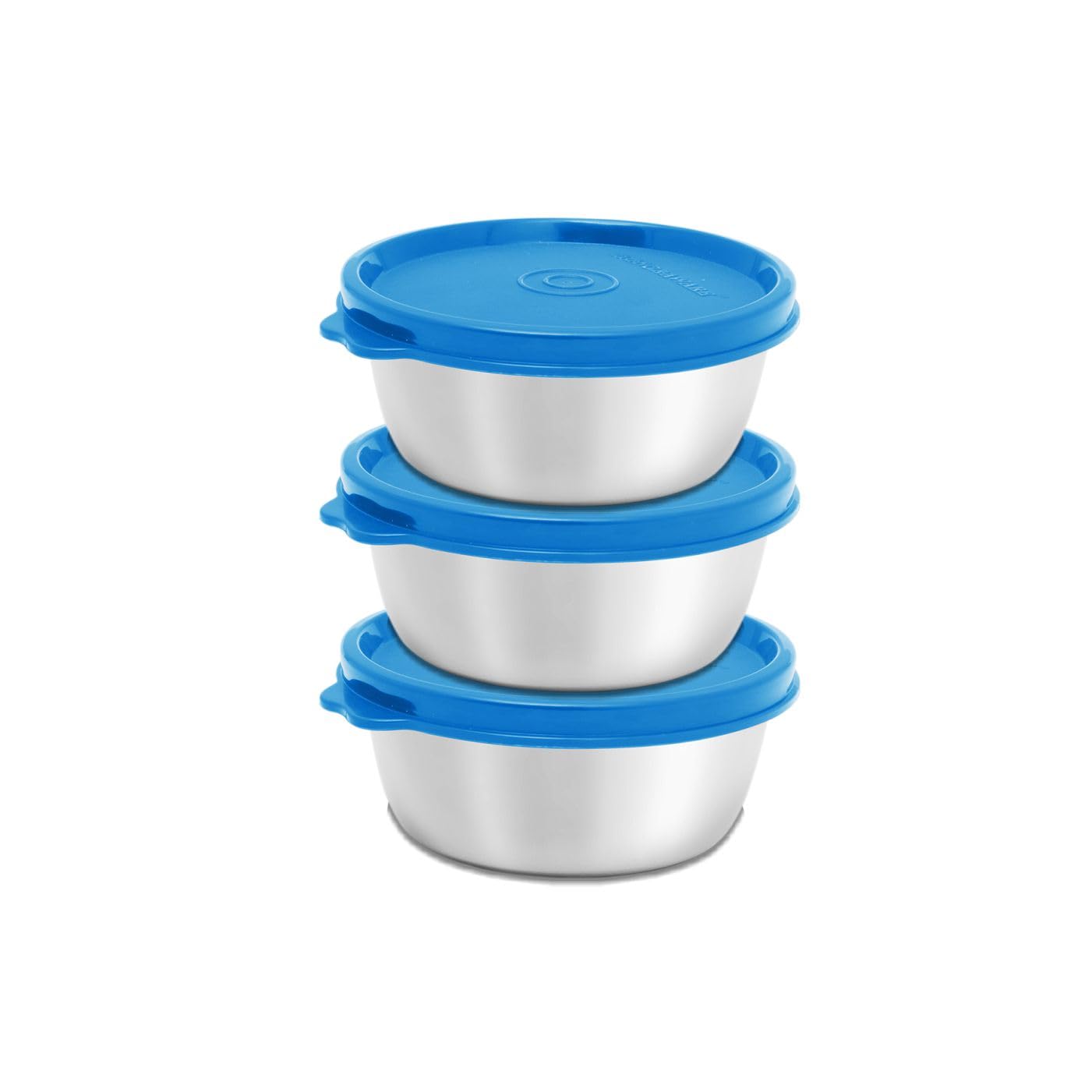 Signora Ware Stainless Steel Serving Bowl | Airtight & Leakproof | Microwave & Dishwasher Safe | Ideal for Lunch & Snacks Storage | Great for Office, School & Picnics (200Ml X 3 | Set of 3 | Blue)
