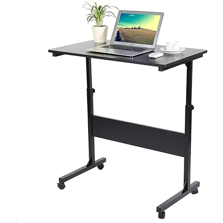 Height Adjustable Laptop Desk Table Mobile Computer Desk With Wheels Amazon De Kuche Haushalt