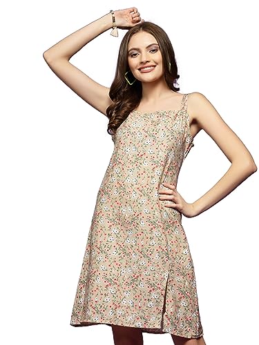 Image of OOMPH! Women's Fit And Flare Mini Sleeveless Floral Beach Dress For Slipon