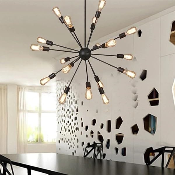 Lustre LED 12 têtes pour éclairage complet grand salon luminaire fer style industriel