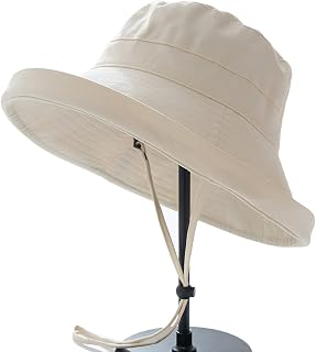 100% Cotton Women Sun Hats Wide Brim Gardening Bucket Hat Travel Sun Protection Packable Womens Beach Cap -Fold-UP Brim