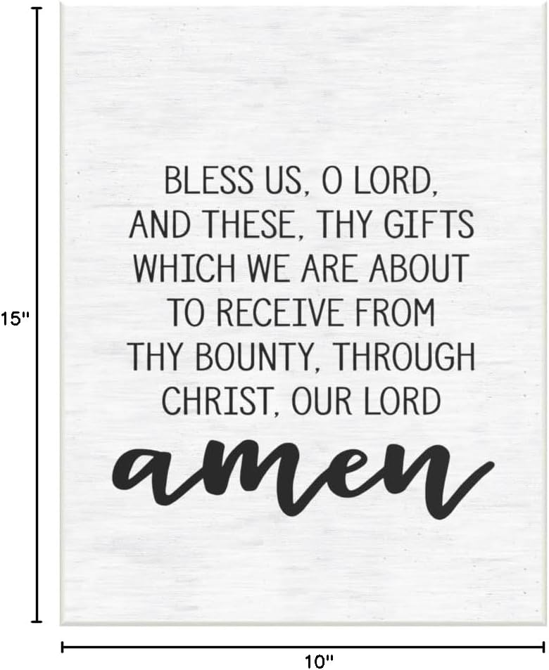 Stupell Industries Bless Us O Lord Before Meal Prayer Subtle Birch Typography Wall Plaque, 10 x 15, Design by Artist Lettered and Lined