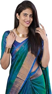 Flosive Ayn Women's Present Banarasi Soft Lichi Silk Saree Beautiful Jacquard Rich Pallu Design Work Zari Woven Kanjivaram...