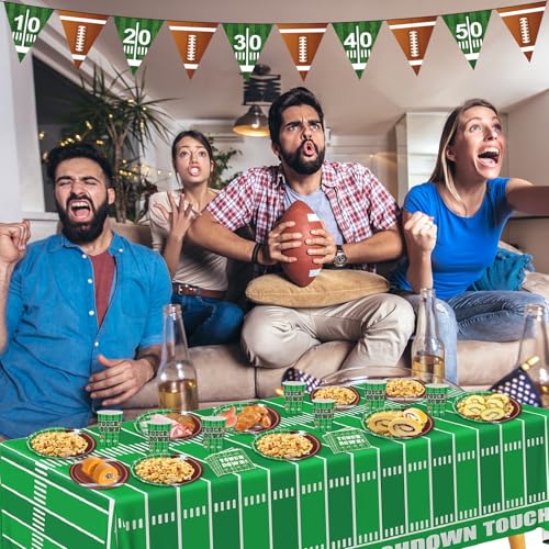 Football Party Decorations 98Pcs Football Birthday Party Suppiles Set Include Plates and Tablecloth Sport Theme Party Favors Kit - Image 7