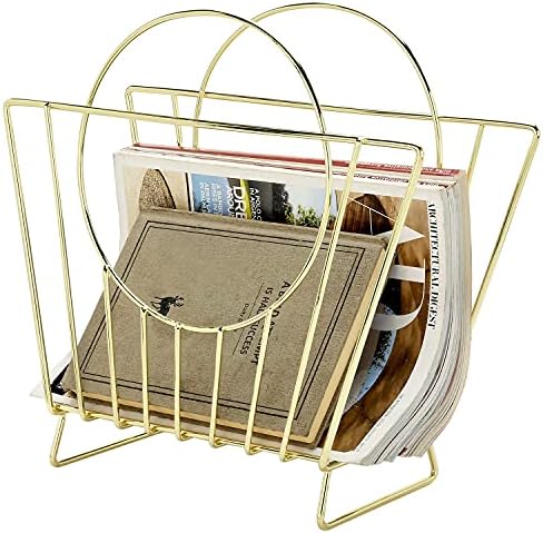 Mid-Centuy Design Magazine Ack, Matte Black Tone Metal Mesh Freestanding Magazine Organizer Holder Sling Brass%2f16893919874