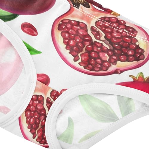 Red Fruits Watercolor Pomegranates Panties Little Girl Toddler Underwear Floral Cotton Cartoon Undies Kids Briefs 2t4