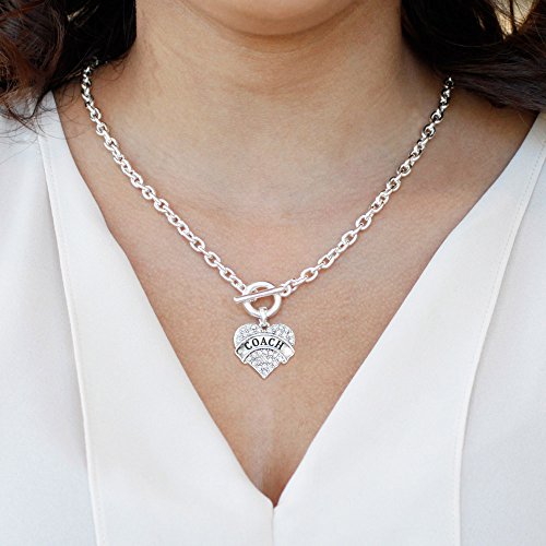 Inspired Silver - Silver Pave Heart Charm 18 Inch Necklace with Cubic Zirconia Jewelry3