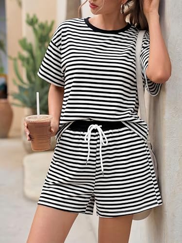 Image of VILOVE 4th of July 2 Piece Sequin Outfits Women 250 Anniversary Usa Shirts and Short Sets Casual Patriotic Shirt Summer Set