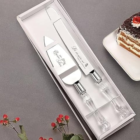 AW BRIDAL Mis Quince Años Quinceanera Cake Knife and Server Set, Sweet 15 Birthday Cake Cutting Set Stainless Steel Cake Servering Set, Silver Cover