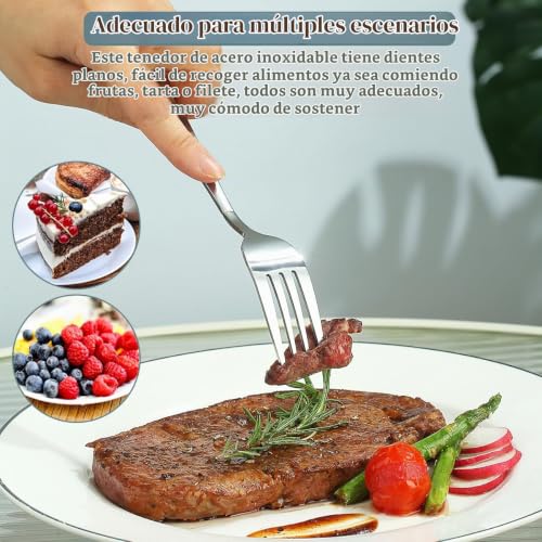 Miniatura 6 de Berglander Tenedor De Mesa De 12 Piezas, Juego De Tenedores De Cena Moderno De Acero Inoxidable, Cubiertos Ideal Para El Hogar, Restauroom, Hotel, Boda, Apto Para Lavavajillas