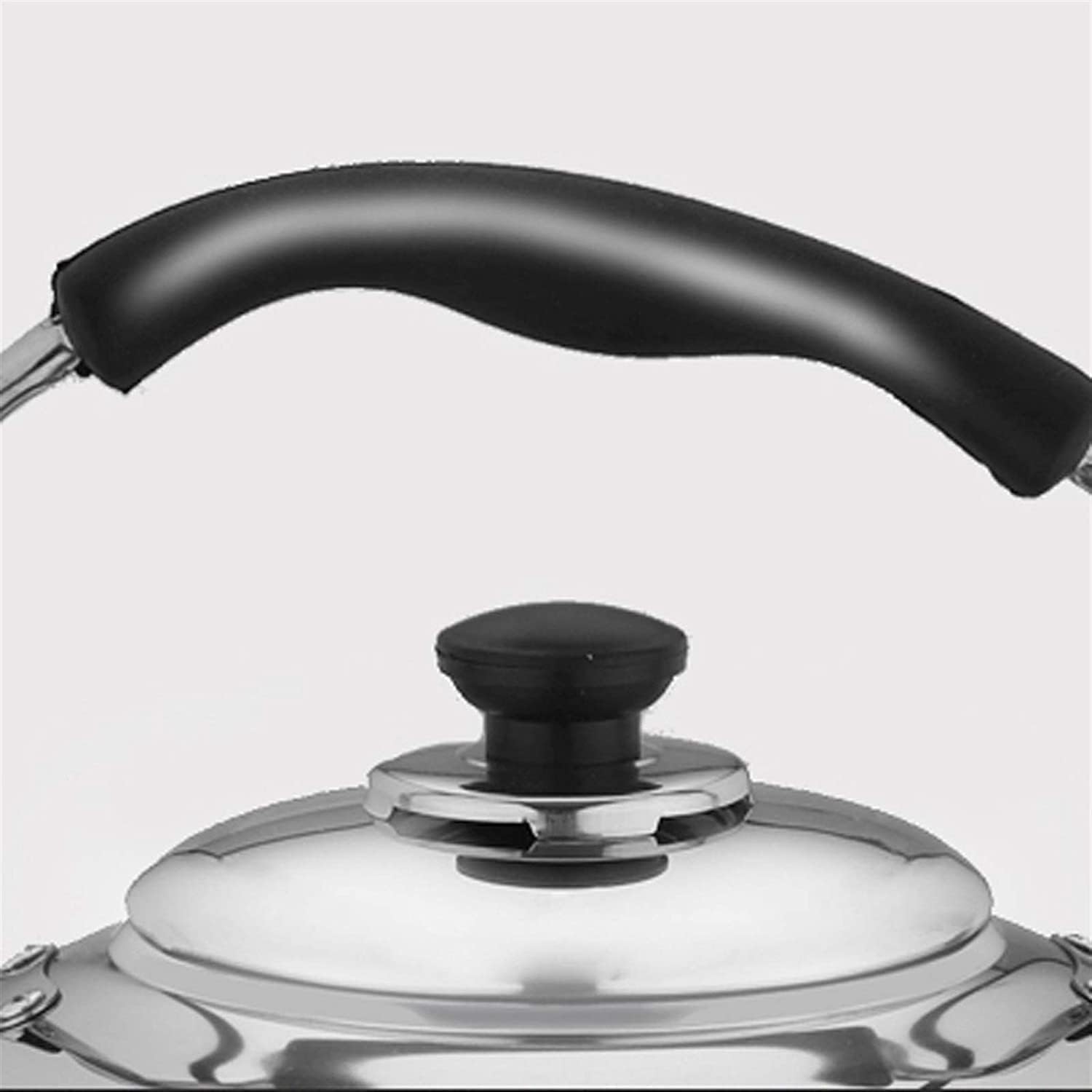 Whistling Tea Kettles Stovetop Silver Whistle Teapot 304 Stainless Steel Tea Kettle with Ergonomic Heat-Resistant Handle Hello (B 4L)