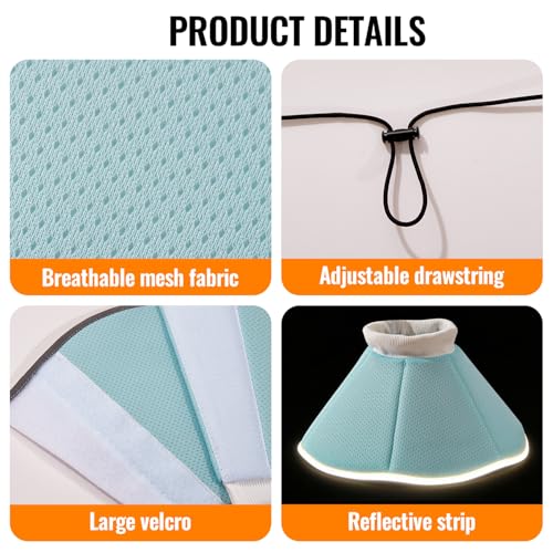 Image of MAXFUT Dog Cone Collar,Soft Cone for Dogs to Stop Licking After Surgery,Non Inflatable Dog Donut Cone (Light Blue, M)