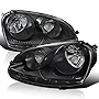 SPEC-D TUNING Black Clear Headlights Compatible with 2006-2009 Volkswagen VW Golf Rabbit Jetta GTI L+R Pair Head Light Lamp Assembly
