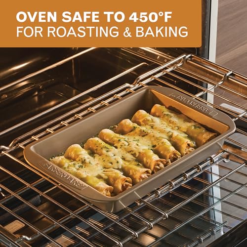 Image of Farberware Bakeware Warp Resistant, Dishwasher Safe, 9-Inch x 13-Inch Rectangular Cake Pan - Mocha