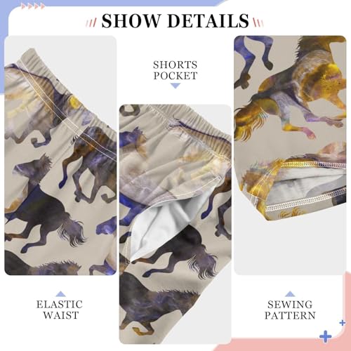 ZZXXB Galaxy Horse Print Boys Long Pants Soft Trousers Elastic Waist Kids Lounge Bottoms with Pockets S-XL4