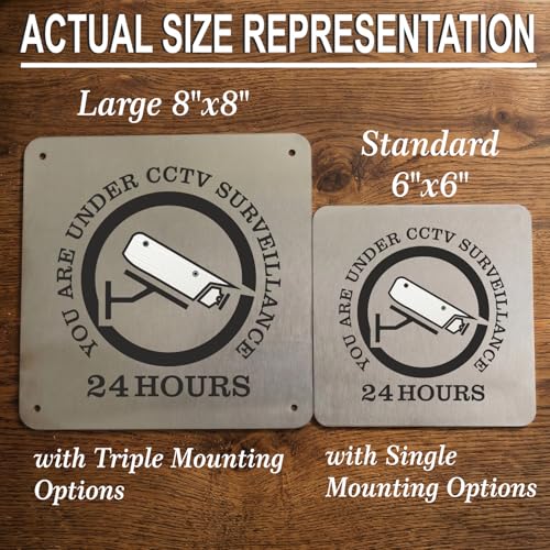Image of CCTV Surveillance Sign, 8x8 Inch, Durable Steel, Triple Mount