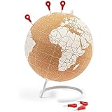 Juvale Cork Globe - 5.9 x 7.9 Inch, Ocean Blue & Land Green, 6 Push Pins - Mini Cork World Map with Stand & Pins - Desktop World Map Decor