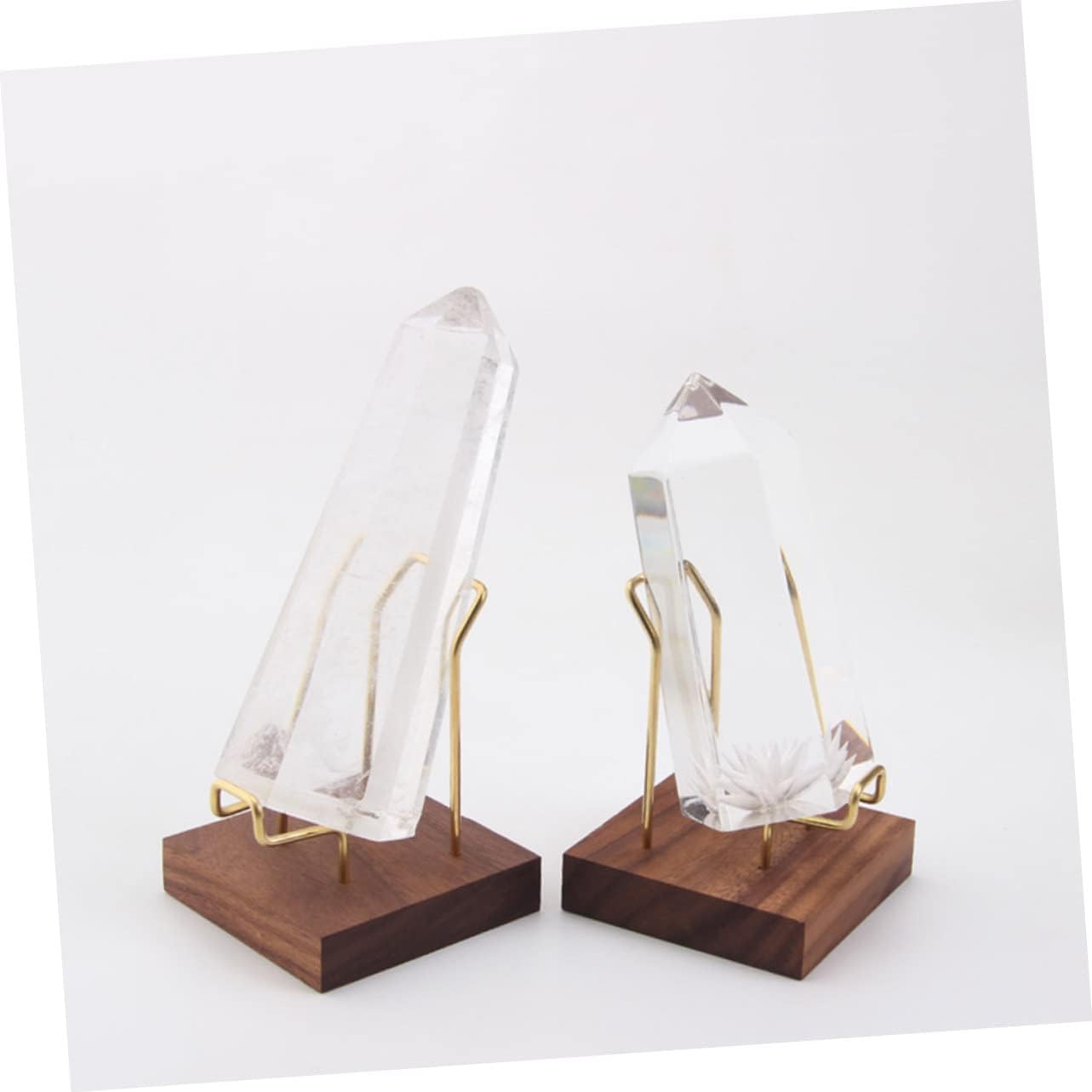 2pcs Mineral Display Stand for Crystals Agate and Spheres Sturdy Walnut Holder for Decor for Rock Collectors and Giving