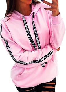 Cenlang Womens Plus Size Hoodie Sweatshirts Casual Tunic Tops Long Sleeve Basic Soid Color Pullover Shirts with Pockets