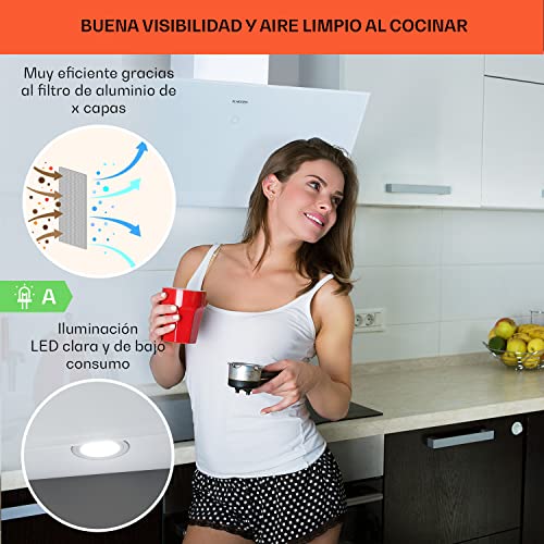 Klarstein-Campana-Extractora-Extractor-Cocina-para-Pared-con-Filtro-Aluminio-Antigrasa-para-Lavavajillas-Flujo-Aire-347mh-LEDs-Controles-Tactil-Campanas-de-Cocina-Extractores-Montaje-Pared