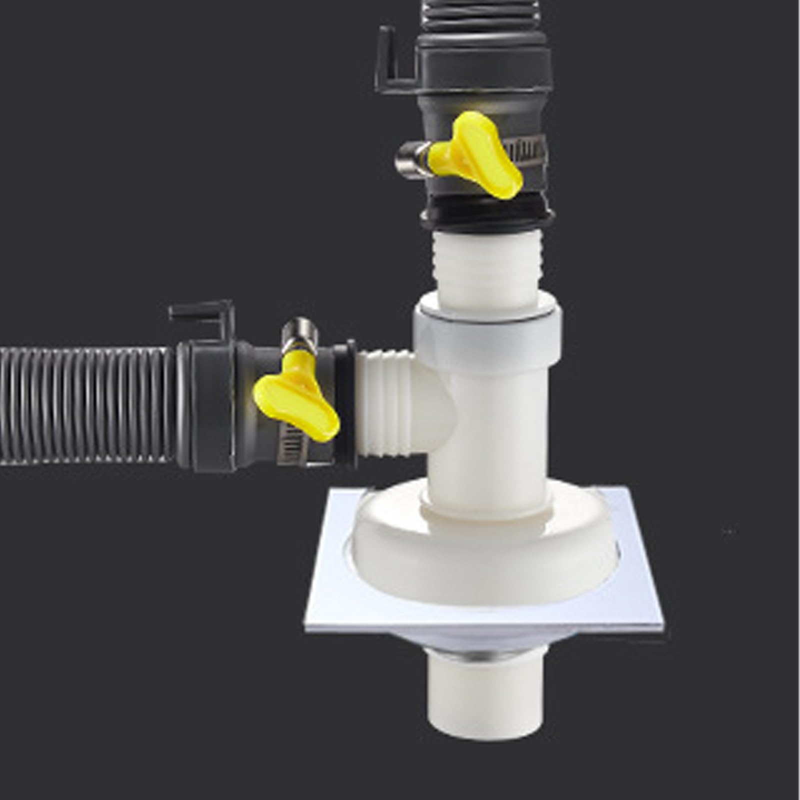 Double Outlet Connector for Washing Machines,Sewer and floor drain three-way joint, washing machine drainage pipe dual outlet dual-purpose Y-shaped (Double straight head)