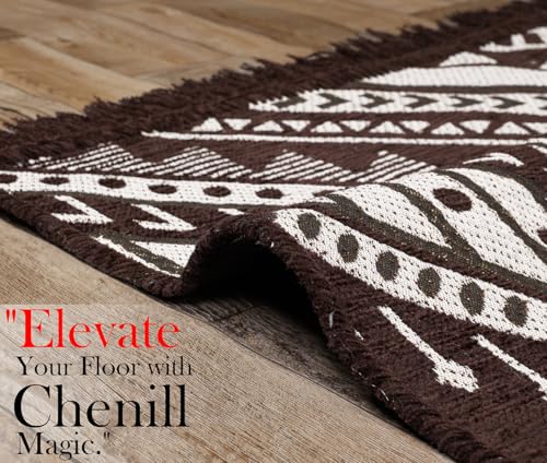 Image of VAS COLLECTIONS Designer Superfine Chenille Carpet | 500 GSM Velvet Carpet /Area Rug /Durries with Fine Yarn for Living Room, Bedroom, Runner| 150x210 cm or 5x7 ft, Maroon
