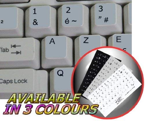 FRENCH AZERTY KEYBOARD STICKERS WITH BLACK LETTERING TRANSPARENT