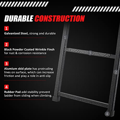 Truck Tailgate Ladder, Universal Foldable Pickup Tailgate Ladder With Aluminum Step Grip Plates And Rubber Ladder Feet, Capacity 300 Lbs #TOP1