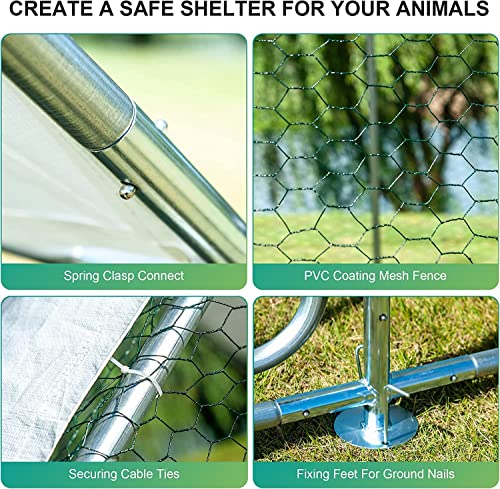 Metal Chicken Coops For 12 To 15 Chickens Large Walk In Chicken Run For Outside Yard Backyard - Chicken Pen Hen House Cages For Poultry Habitat Supplies #TOP4