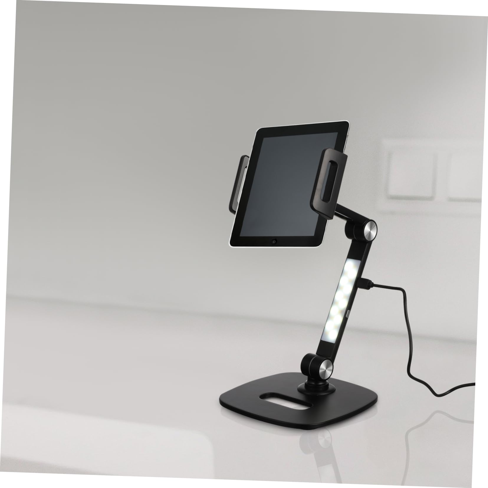 SHINEOFI Supporto Tablet e Smartphone Nero in Alluminio Pieghevole