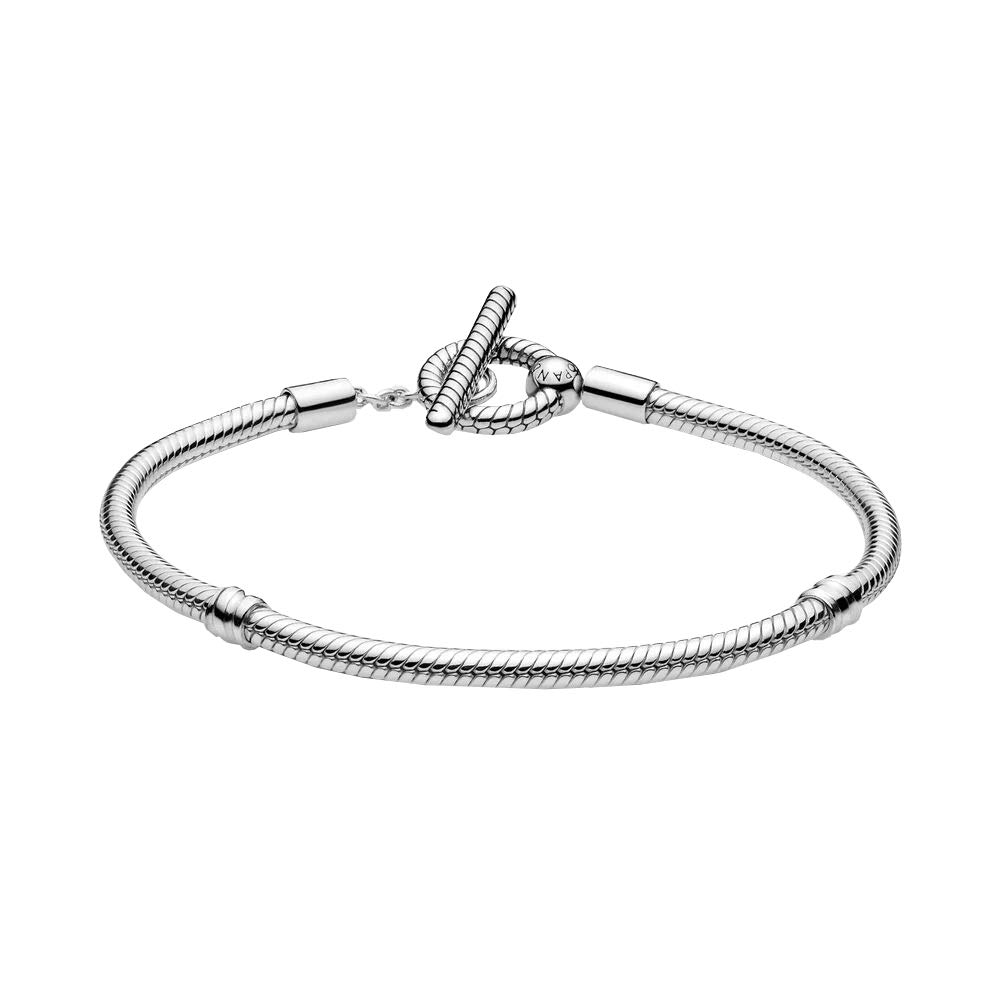 PANDORA Icons - Bracciale con maglia snake e chiusura a T, in argento sterling