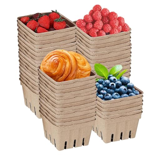 Cesta celular a base de contenedores de frutas, grande | 50 cajas reciclables para puestos de mercado, venta al por menor, frutas, verduras, distribución, recogida, transporte, tiendas en
