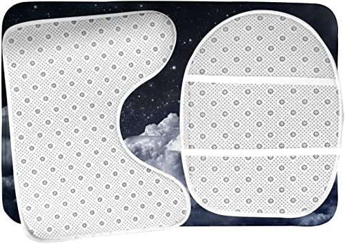 Badezimmerteppich-Set, 3-teilig, bewölkter Nachthimmel mit Sternen, waschbare Badeteppiche, rutschfest, mit Rückenpolster, Konturteppich und Toilettendeckelbezug – Bild 6