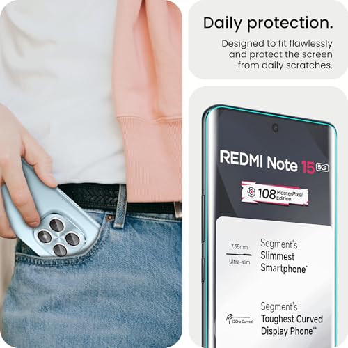 Image of ArmourPro UV Tempered Glass for Redmi Note 15 5G with Silver Camera Ring Guard Combo, Crystal Clear Screen Protector, Case Friendly, Anti-Scratch, Bubble-Free Installation Kit