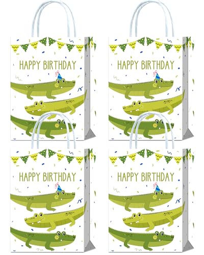 YanZonic 16Pcs Alligator Party Favor Bags - Green Gift Bags, Good...