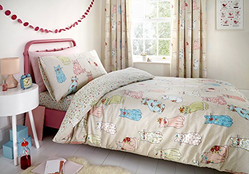 Bedlam Cheeky Cats Parure de lit, Polyester/Coton, Multicolore, Duvet Cover Set: Single