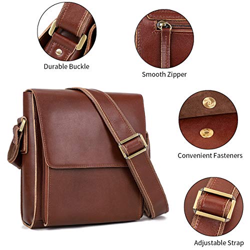 Augus Leather Messenger Shoulder Crossbody Bag for Men Work Business Vintage Magnetic Buckle Big Capacity Adjustable straps3