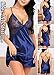 Avidlove Women Lingerie V Neck Nightwear Satin Sleepwear Lace Chemise Mini Teddy Navy Blue XL
