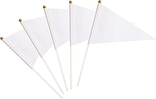 25 Pack White Pennant Flags Small Mini Hand Held Solid Color Pennant Fla...