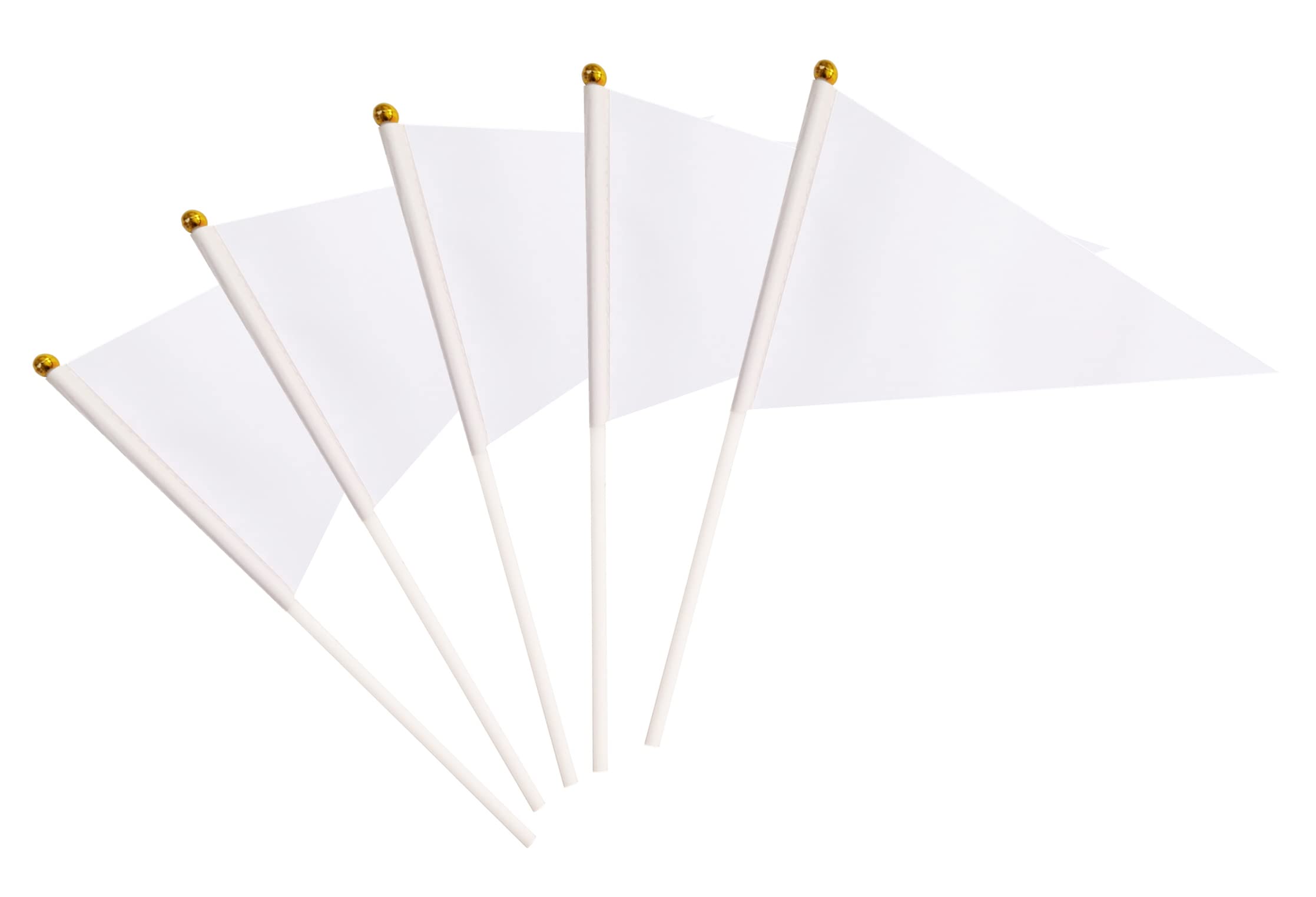 25 Pack White Pennant Flags Small Mini Hand Held Solid Color Pennant Flags On Sticks,Party Events Celebration,School,Grand Opening,Kids Birthday,Sports Clubs,Flower Pot (White)