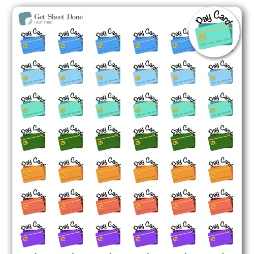Pay Credit Card Planner Stickers/Pay Day / 54 Fun Vinyl Stickers (1/2”) / Budget Bills Work Financial/Essential Productivity Life Planner Stickers/Bujo Bullet Journaling (1 Sheet, Matte Vinyl)