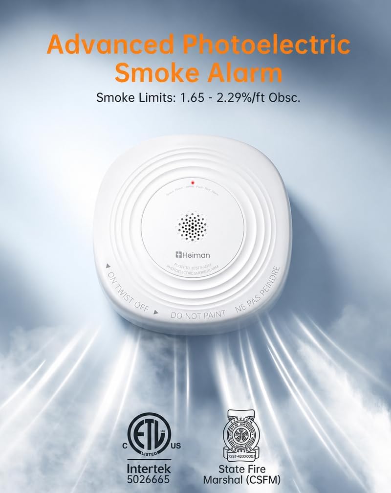  Smoke Detector 10 Year Battery, photoelectric Smoke Alarm，1-Pack (3 thumbnail