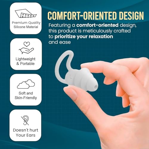 Image of Silicone Noise Reduction Earplugs for Sleeping & Swimming | Reusable Waterproof Ear Plugs for Travel, Study & Flight | Soft Anti-Drop Earbuds for Men & Women (1 Pair)